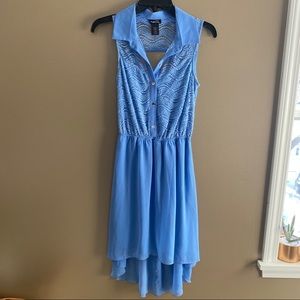 Rue21 Blue mid asymmetrical button up lace dress